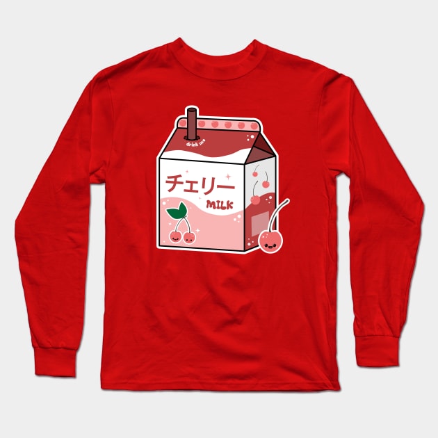 Kawaii Cherry Milk Long Sleeve T-Shirt by Sasyall